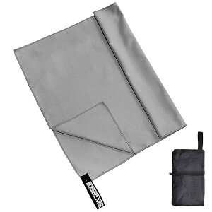 速乾タオル 髪 マイクロファイバータオル バスタオル スポーツタオル ジムタオル スイミングタオル セイムタオル 旅行タオル 超吸水 柔らかい 耐久性 速乾 軽量 収納袋付き 80x40cm (グレー)