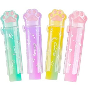 消しゴム 小学生 4色セット 可愛い 猫の肉球形 スティック消しゴム 伸縮可能 グラデーション よく消える 文房具 学校/オフィス用品 (キラキラタイプ)