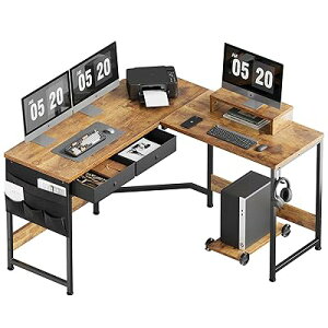デスク 机 l字デスク机 pcデスク 作業机 125cm x 125cm オフィスデスク ゲーミングデスク パソコンデスク 収納袋付き勉強机 computer desk コーナーデスク 引き出し付きデスク ビンテージ