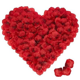 1000枚セット 花びら バラ 薔薇 桜吹雪 飾り 造花 プロポーズ 記念日 誕生日 ロマンチックな夜 バレンタインデー ホームパーテ 結婚式の花 撮影 演出にローズ お祝い (ダークレッド)