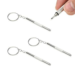 メガネ用精密ドライバー(3個入り )3in 1メガネ用精密ドライバー修理ツール メガネドライバーキーリング付き 分解 DIY作業 電子製品/カメラ/時計/メガネ/スマホ