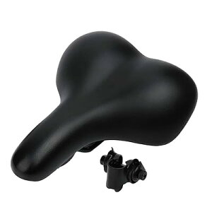 自転車用クッション 超耐摩耗TBUレザー 防水 厚手 衝撃吸収 人体工学 クランプリング付き ハンドル付き マウンテンバイク ロードバイク フォールディングバイクに適し ブラック (黒い)