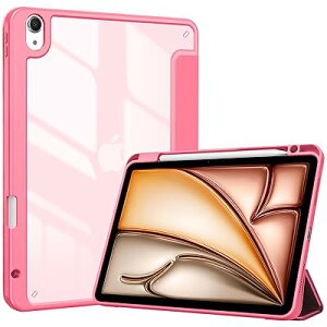 iPad Air 11�C���` �P�[�X M3 (2025) / M2 (2024) / iPad Air5 (2022) / Air4 (2020) 10.9�C���` ���� �N���A�J�o�[ �y�����[ �ϏՌ� �O�܂� �X�^���h �X�}�[�g�J�o�[ (�s���N)
