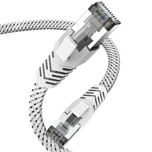 CAT8 5m LAN�P�[�u�� ���b�V�� �t���b�g �J�e�S���[8 �����P�[�u�� ������40Gbps/2000MHz CAT8���� �C�[�T�l�b�g�P�[�u�� �ܐ܂�h�~ �V�[���h �T�[�o�[ ��Ɨl���� �Ɩ�(5m �z���C�g)