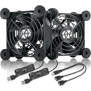 upHere 80mm USB扇風機 USB冷却ファン小型 ミニ送風機 静音 3段階風量調節 ルーター/水槽/冷却クーラー/PC/PS5 / PS4 /ノートパソコンなど冷却 2本【U804-2】