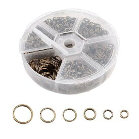 二重丸カン 4-10mm 6種 ジャンプリング 金具 基礎パーツ キーホルダー パーツ スプリットキーリング 鉄製 DIY用 クラフト用品 ブレスレット ネックレス (ゴールド)