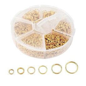 二重丸カン 4-10mm 6種 ジャンプリング 金具 基礎パーツ キーホルダー パーツ スプリットキーリング 鉄製 DIY用 クラフト用品 ブレスレット ネックレス (ゴールド)