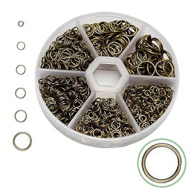 丸カン 4-10mm 6種 ジャンプリング キーホルダー パーツ 金具 鉄製 基礎パーツ スプリットキーリング DIY用 クラフト用品 ブレスレット ネックレス (ブラウン)