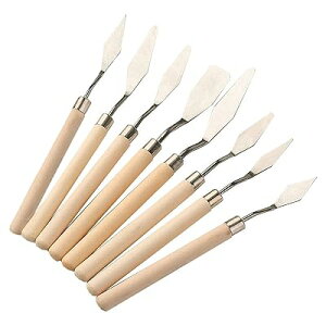 パレットナイフ ペインティングナイフ ステンレス製 油絵 ナイフ プラスチック製ハンドル パレットナイフ 絵の具美術ツール 油絵絵画用 粘土や陶芸用フィギュアの造形用 スパチュラ 5本セ