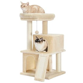 キャットタワー ミニ 小型 シニア 猫タワー 低い 猫 2段ベッド ペットタワー スリム コンパクト 据え置き 玩具 おもちゃ 多頭飼い 麻紐 猫の家 爪とぎポール スロープ 省スペース 子猫 安定性