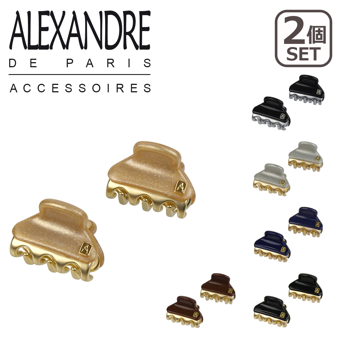 アレクサンドルドゥパリ ヘアクリップ マイクロミニ 2個セット XS ICCXS-14338-02 ALEXANDRE DE PARIS PINCE  VENDOME CLIP 2pcs set ギフト可 | daily-3