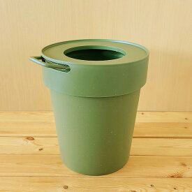 【ゴミ箱】タップトラッシュ プラスチック トラッシュカン 10L Lサイズ ダストボックス ホワイト スモーキーブルー ベイクドイエロー カーキ（ごみ箱・便利・機能的・持ちやすい・コンパクト・ふた付き・ハンドル付き・シンプル・かっこいい・おしゃれ）八幡化成株式会社