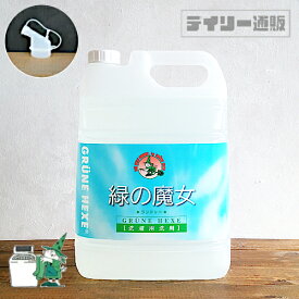 【小分けキャップ付き】緑の魔女 ランドリー 業務用 5L 洗濯洗剤 衣料洗濯洗剤（ブルー・青色・水色・GRUNE HEXE・グリューネヘクセ・衣料用洗濯洗剤・液体洗剤）ミマスクリーンケア