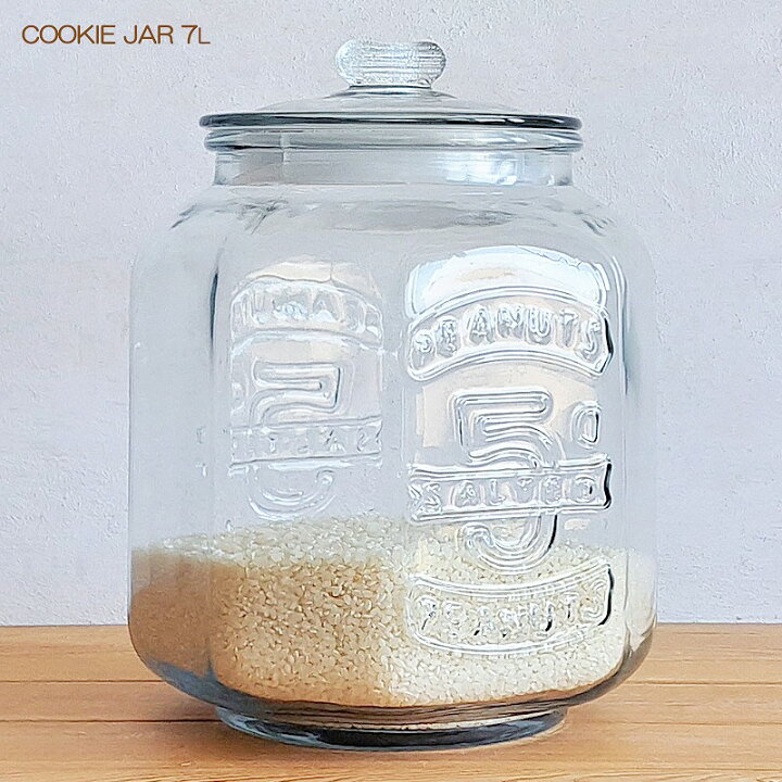 楽天市場】【ガラス容器】アンティーク クッキージャー 7L 米びつ 5kg