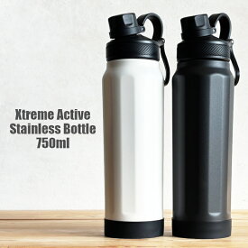 【水筒】extreme Active 水筒 750ml 直飲み 保温 保冷 真空二重 ステンレスボトル （魔法瓶・オフィス・通勤・携帯・アウトドア・熱中症予防・暑さ対策・保温瓶・ブラック・ホワイト・保温保冷・マグボトル・500ml・かっこいい・夏・エクストリーマー アクティブ）カクセー