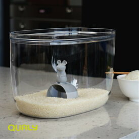【米びつ】QUALY ラッキーマウス ライスコンテナ & スクープ ネズミ 計量カップ付き 米びつ セット 7L（保存容器・ライスメジャー・おしゃれ・計量カップ・LUCKY MOUSE rice container & scoop・かわいい）クオリー