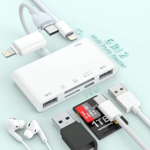 MFiFؕiiPhoneSDJ[h[_[6in2Lightning/TypeC-USB3.0/TypeC/SD/microSDϊA_v^[J[h[_[OTGΉݒsv}[dnC]ʐ^/rfI/