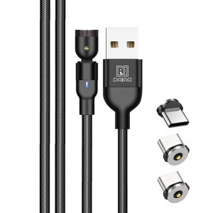 DAIADUSBAtoType-C�}�O�l�b�g���[�d�P�[�u��1PIN�[�d��p���E��LED�t���h�o�L���b�v��U��L��360�x��]�i�C�����ґg�[�q3�Z�b�g2m(�u���b�N)