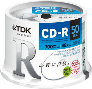 TDK �f�[�^�pCD-R 700MB 48�{���Ή� �z���C�g���C�h�v�����^�u�� 50���X�s���h�� CD-R80PWDX50PE