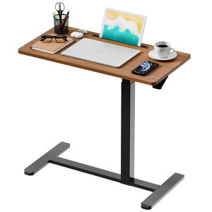 GIBBONMOUNTS昇降式デスク幅80cmx奥行き40cmサイドテーブル2ステップで組立完了スタンディングデスクPad用溝付きパソコンデスクガス圧高さ調節66-107cmベッドサイドテーブルキャスター付きウォ…