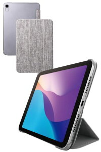 エレコムiPadmini7(A17Pro2024年)mini6第6世代ケースファブリック背面クリア2アングルグレーTB-A24SWVCGY