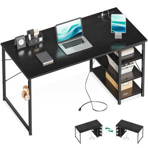 KKLデスク机pcデスク幅120cmコンセント付き3段ラック付き収納フック付き左右入替え対応パソコンデスクゲーミングデスクワークデスク在宅勤務?子勉強机学習机おしゃれシンプル組立簡単…