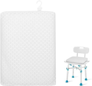 AIRMFJIシャワーいす用クッション40x30x5センチ4Dメッシュ洗えるクッションお風呂イスクッション通気性滑り止めシャワーチェア座面パッド風呂椅子マット白