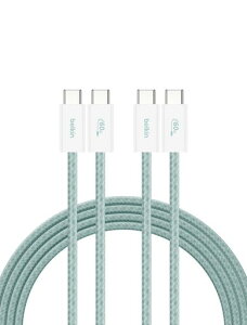 Belkin USB-C to USB-C �P�[�u�� 60W PD�Ή�iPhone15/16/iPad�e��/MacBook�e��/Windows�e��/Galaxy/Pixel�Ȃ�Andoroid�e�� 1.5m �O���[�� 2�{�Z�b�g