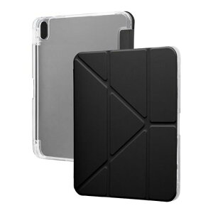 MSソリューションズiPad11inch(A16)/iPad10.9inch(第10世代)縦横スタンド可能背面クリアフラップケースブラックMP-MITM22CFBK
