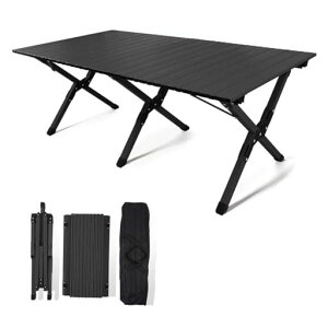 HEEOREVキャンプテーブルアウトドア折りたたみテーブルロールテーブル耐荷重60kg(サイズ:120x60x45cm、X型)自動運転ツアーピクニック高耐久組立簡単軽量持ち運び便利防災アウトドアキャンプ…