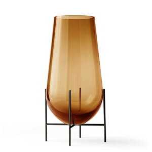 EchasseSmallAmberVaseHeight28cmDiameter15cmBronzeBrassFrame