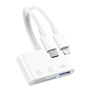 BioonisSD�J�[�h���[�_�[Lightning&TypeC�������J�[�h���[�_�[USB-COTG�P�[�u��5-in-1USB3.0/SD/MicroSD�ϊ��A�_�v�^5Gbps�����o�����f�[�^�]���ʐ^�ڍs�ݒ�s�v