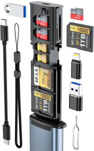 【2025新モデル】カードリーダーケース12in1iPhone/USB3.0/タイプcSDカードリーダーOTG対応双方高速転送同時読み書き設定不要3*SDカードスロット4*TFカードスロット2*SIMのカードスロット