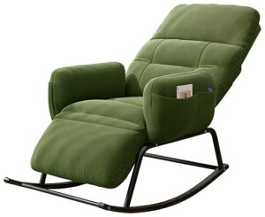 ロッキングチェアリラックスチェア揺れる椅子1人掛け耐荷重150kg5段階調節可能読書椅子オットマン付きコーデュロイ生地通気性柔らかく座り心地良い人間工学頑丈耐久床を傷つけない組…