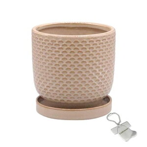 J-kitchensSelect花瓶陶器植木鉢網目デザインポットブラウンLΦ12xH11.5cmオリジナルタグ付