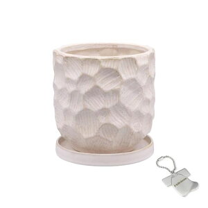 J-kitchensSelect花瓶陶器植木鉢手押し風デザインポットホワイトΦ12xH12.5cmオリジナルタグ付