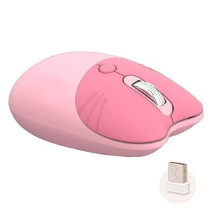 2.4GhzUSBワイヤレスマウスM3可愛い猫のデザイン静音無線マウス省エネルギー3DPIモード高精度女性子供用おしゃれカラフルコンピュータノートPCMacBookに対応(ピンク)