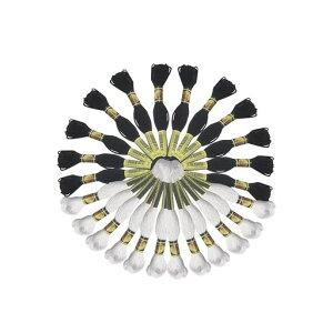 DELUXEFOX刺繍糸8m刺しゅう糸24本入りクロスステッチ刺繍糸縫い糸手芸用糸刺し子糸丈夫で柔軟な素材の縫い糸刺繍糸黒刺繍糸白刺繍セットポリエステル製の手縫い用糸は