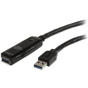 StarTech.comUSB�P�[�u��/USB3.0(5Gbps)/10m/�A�N�e�B�u�^�C�v/Type-A-Type-A/�I�X-���X/AC�A�_�v�^�[�t��/�u���b�N/USB�����R�[�h/���s�[�^�[�����O�G�N�X�e���_�[�P�[�u��
