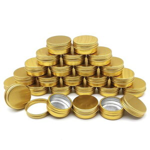 Wopanxye24個パック10g/10ml1/3oz小分け丸ケースアクセサリー収納詰め替え容器の瓶の缶ゴールドアルミ缶アルミケース茶蝋燭の唇光沢のバームクリームケースローションピル化粧品家庭用、旅…