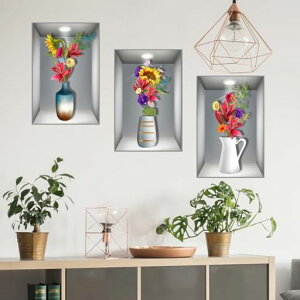 Mestiker3D̉ԕrA[gEH[XebJ[30x45cmx3ZbgǎV[͂hUXebJ[JtFrO[xbh[ǎhctۈ牀qwallsticker