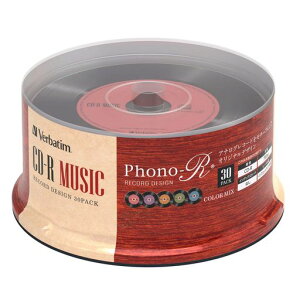 Verbatim �o�[�x�C�^�� ���y�p CD-R ���R�[�h�f�U�C�� 80�� 30�� �J���[MIX Phono-R (�t�H�m�A�[��) AR80FHX30SV7