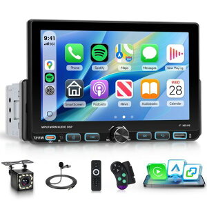 Hodozzy 1 DIN �J�[�I�[�f�B�I ���C�����X CarPlay/Android Auto Wireless�Ή��A7�C���`�^�b�`�X�N���[���ABluetooth AM/FM/RDS EQ MirrorLink SWC �o�b�N���C�g