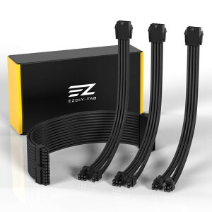 EZDIY-FAB PC�p�X���[�u�P�[�u�� GPU/CPU�pPC�d�� ATX 3.0/3.1�K�i�ɏ��� �d����pPSU�P�[�u�� �J�X�^�� Mod PC�d���P�[�u 18AWG�����\���R�A 2�{��8�s�� (6+2)GPU �����P�[�u�� 1�{��8�s��(4+4)