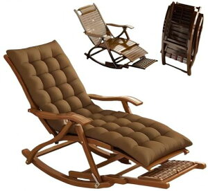 TUIYIDUOロッキングチェアリラックスチェア竹製耐荷重200kg5段階調整マッサージ底板付き折りたたみ式揺れる椅子ガーデンチェア持ち運び簡単首のサポートクッション付き通気性柔らかく座…