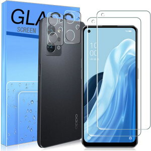 �y4���Z�b�g��p�z2�� FOR OPPO Reno7 A �p�̃K���X�t�B���� + 2�� �J�����ی�t�B���� �d�x9H ���Ɏq�� �����ߗ� FOR OPPO Reno7 A/OPPO Reno9 A (CPH2523)�p�̃t�B���� �����K���X �t�� �K���X