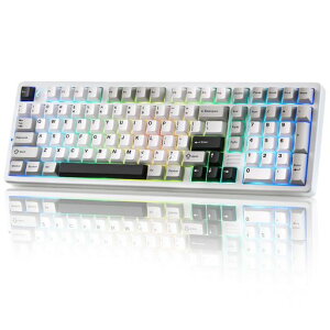 YUNZII AL98 QMK/VIA ���C�����X ���J�j�J���Q�[�~���O�L�[�{�[�h �t���A���~�j�E��➑� BT/2.4G/USB-C�ڑ��Ή� �v�����[�u�ς� �z�b�g�X���b�v�Ή� ���j�A�X�C�b�` �K�X�P�b�g�}�E���g 1800���C�A�c