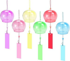 DIFEIUKI風鈴6個セットガラス風鈴音色よい手作り風鈴おしゃれ雰囲気作り夏の風物詩インテリア誕生日記念日プレゼント窓・屋根飾り室内外兼用