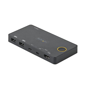 StarTech.com 2�|�[�gKVM�X�C�b�`/USB-A + HDMI & USB-C�X�C�b�`���[/4K60Hz HDMI 2.0�V���O�����j�^�Ή�/�f�X�N�g�b�v&�m�[�gPC�ؑ֊�/USB�o�X�p���[/Thunderbolt 3�݊� SV221HUC4K