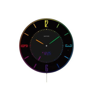 リズム(RHYTHM)掛け時計置き時計電波時計365色LED推し色変更機能付き黒イロリア(Iroria)8RZ197SR02φ27x2.1cm